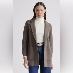 Quince organic cotton blazer heathered brown Med